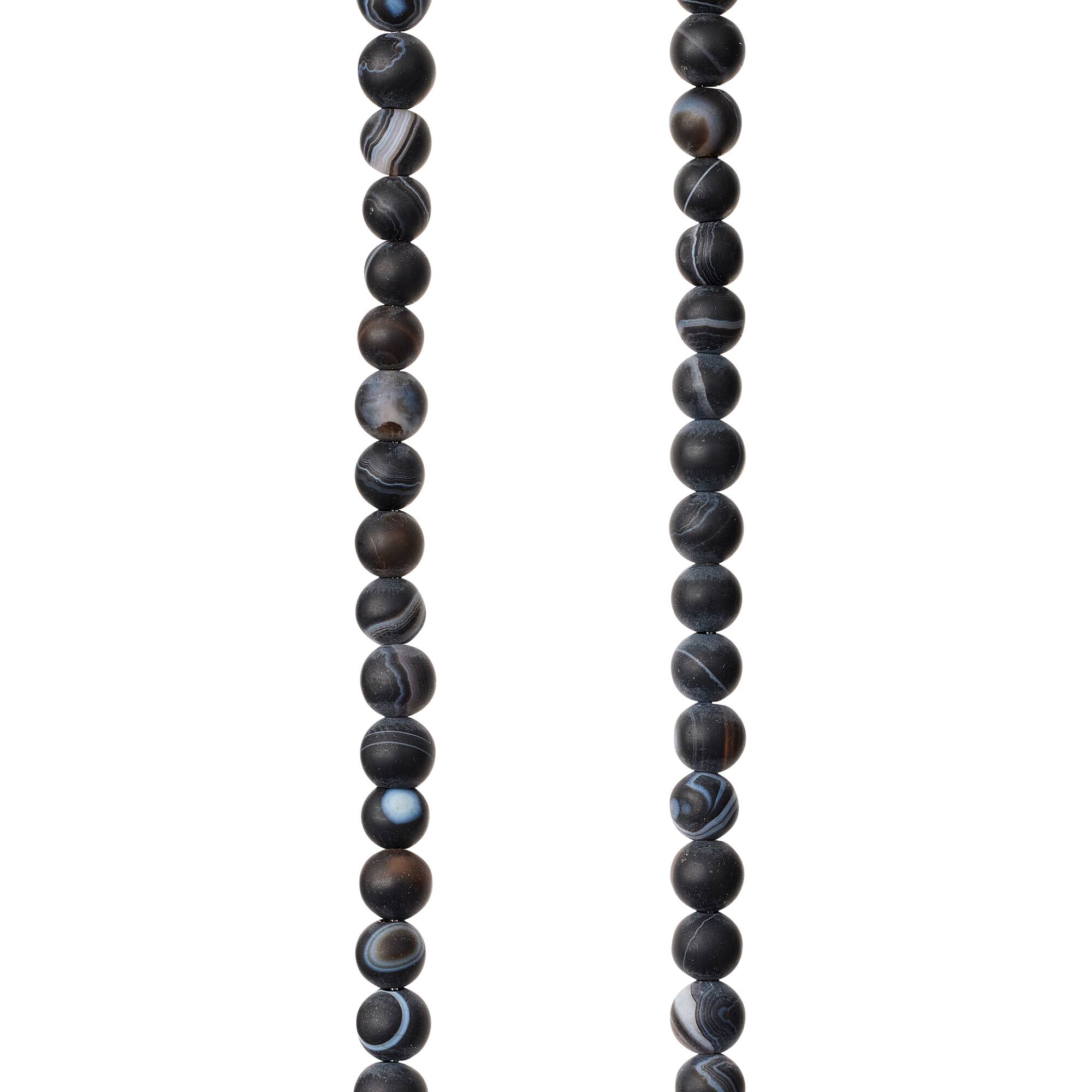 Black Matte Striped Agate Round Beads, 4mm by Bead Landing™